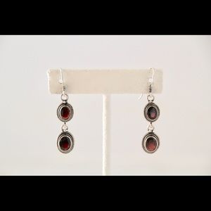 Sterling Silver and Garnet Dangle Earrings